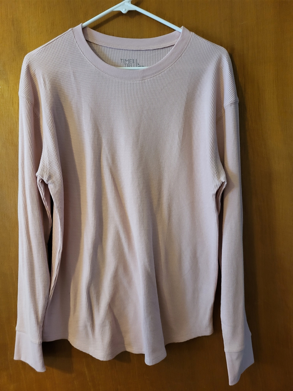 Time and Tru Long Sleeve Waffle Knit Top - Dusty Rose